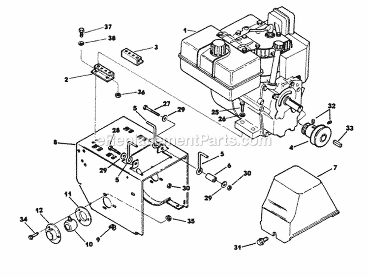 Engine & Frame Diagram and Parts List for 55382 800000001-899999999 - 1988 Lawn Boy Snow Blower
